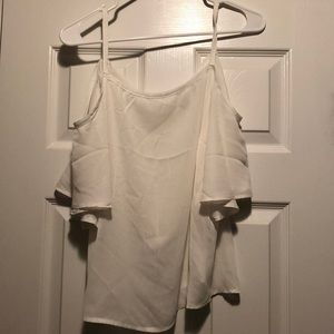 Sheer cold shoulder crop